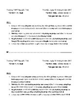 Đề thi học kì 2 - Môn công nghệ 11 - Trường THPT Nguyễn Trãi